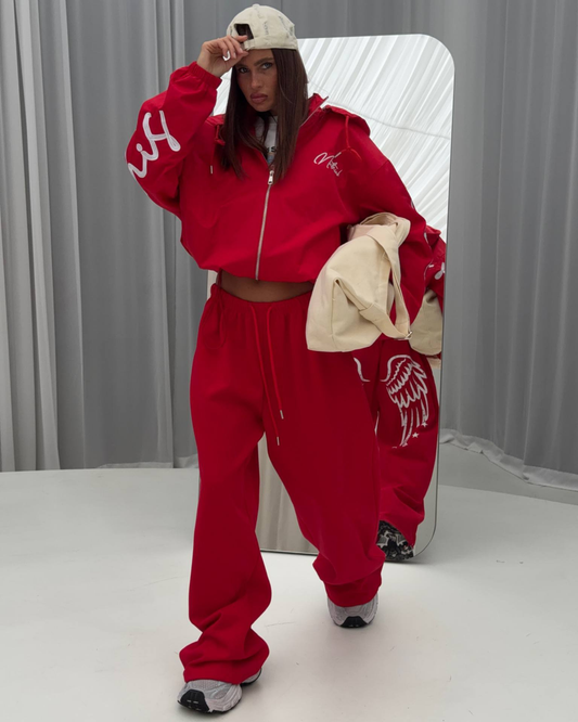 Women's Zip-Up Hoodie Oversized Graphic Tracksuit Set