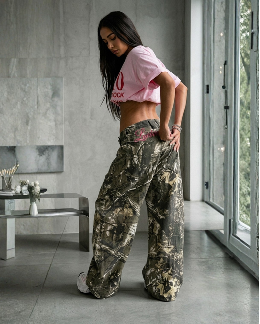 American-style Retro Letter-embroidered Branch Camouflage Casual Pants