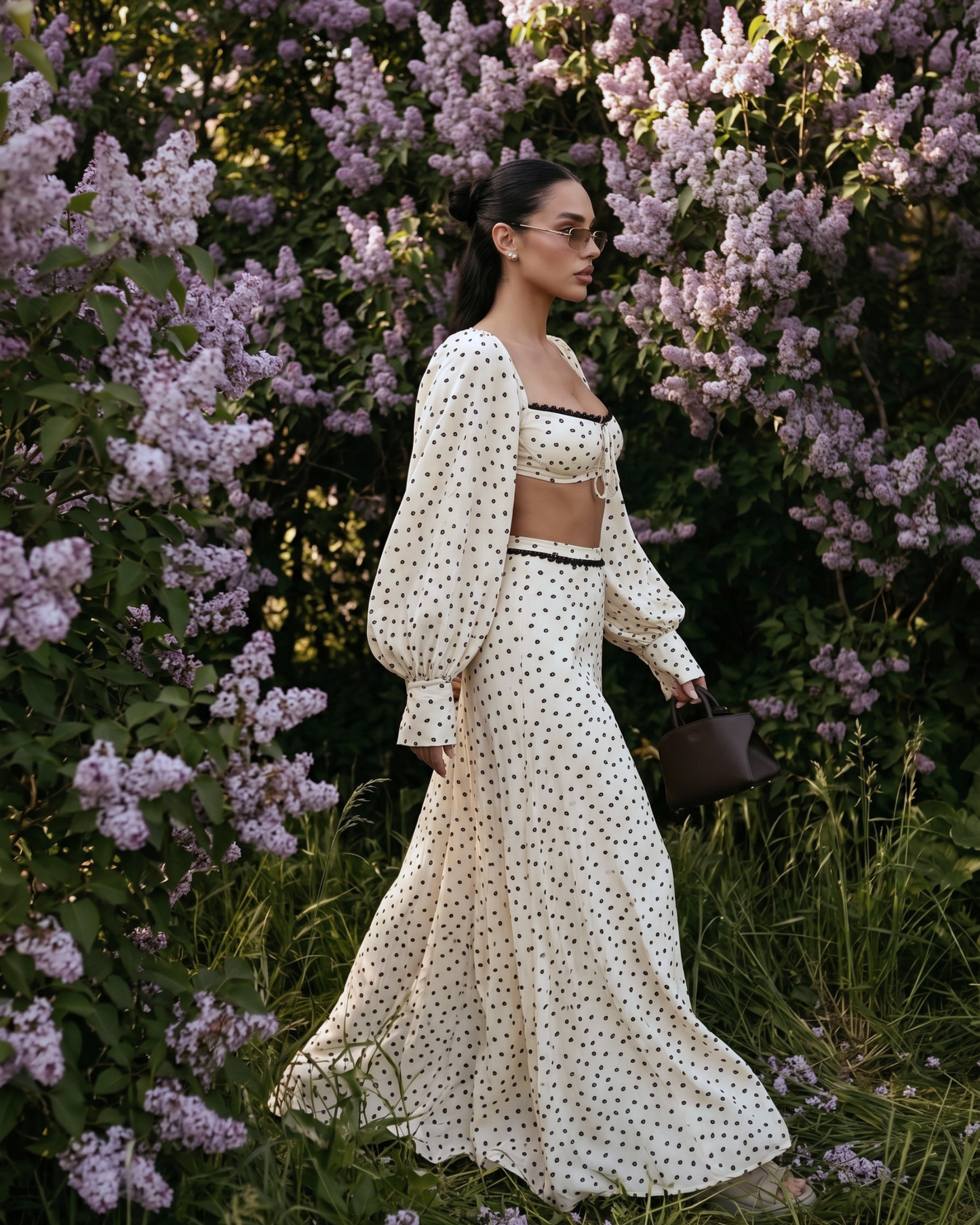 Vintage Polka-Dot Maxi Set