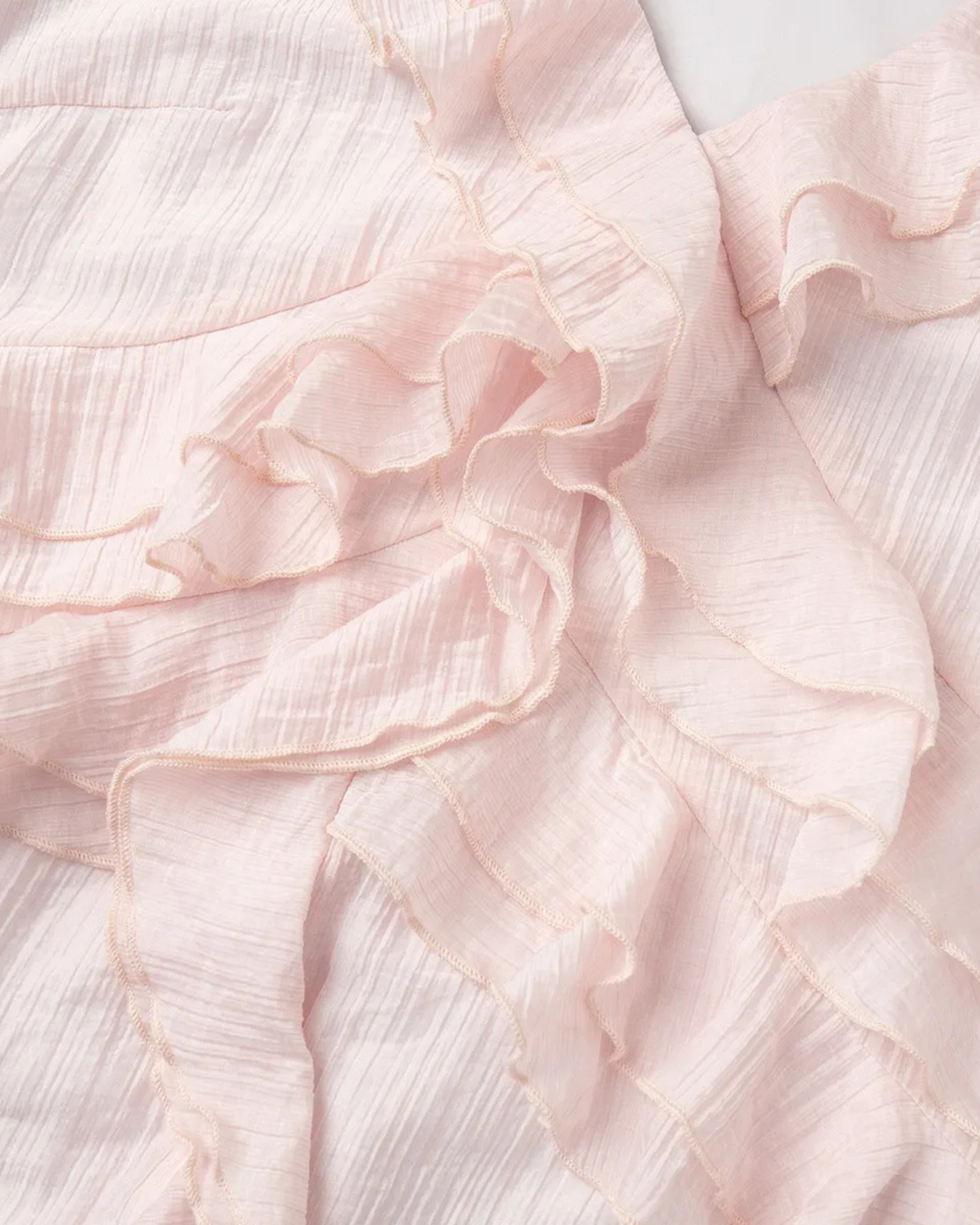 Soft Pink Tencel Tiered Ruffle Dress