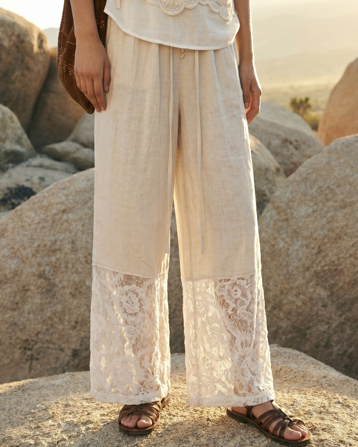 Pastel Striped Lace Two-Piece Set – Relaxed Fit