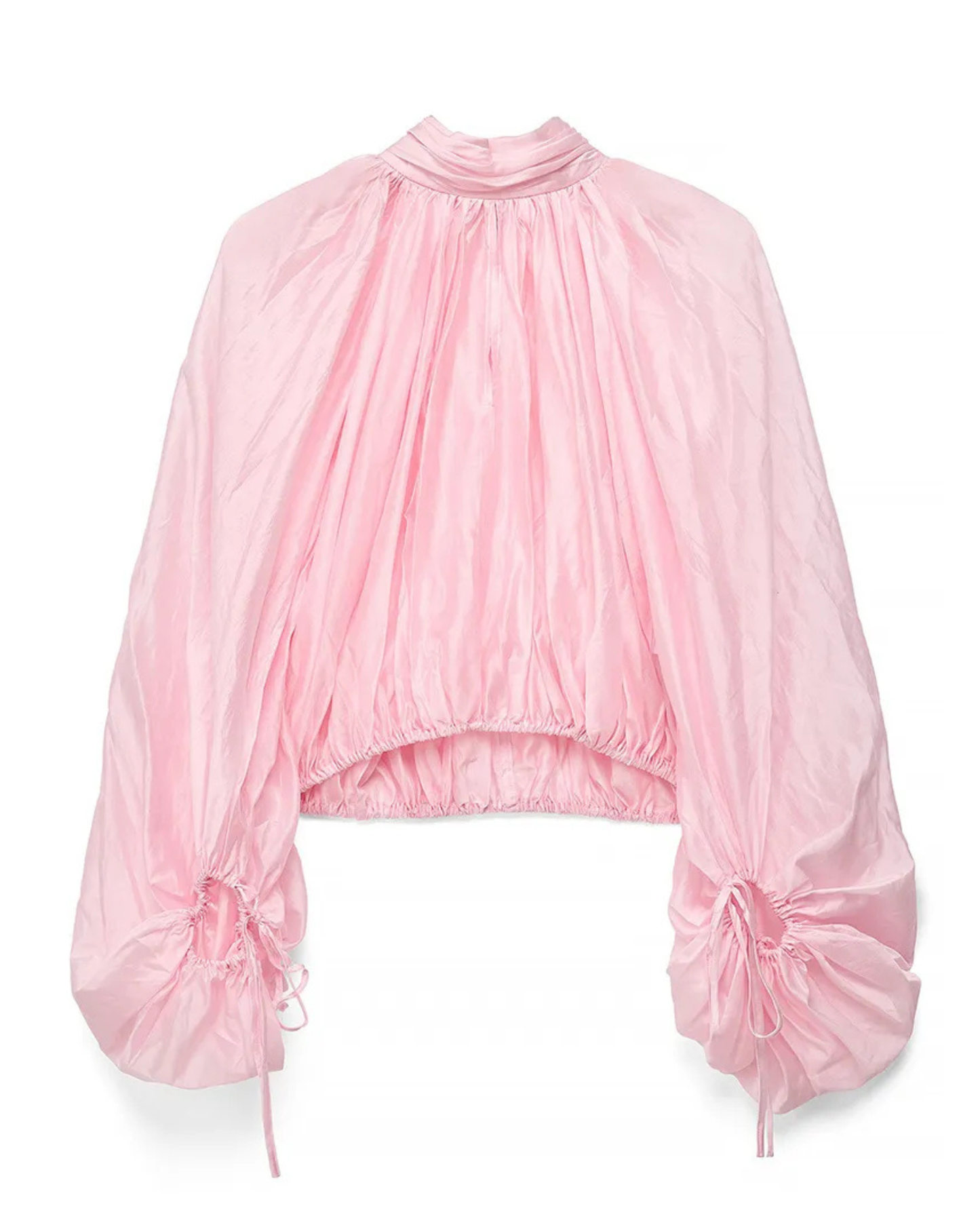 Pink High-Neck Blouson Shirt