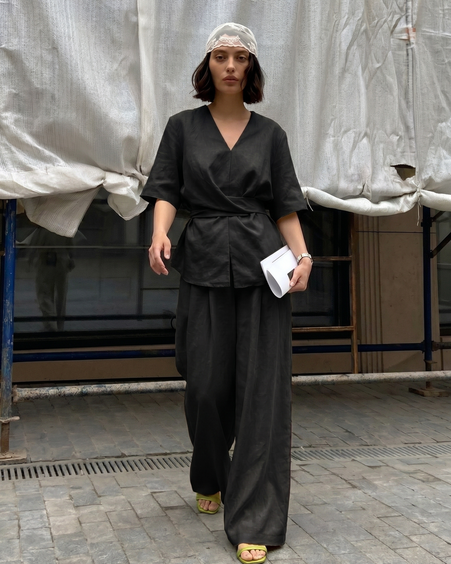 Women's Blouse and Wide-Leg Pants Set
