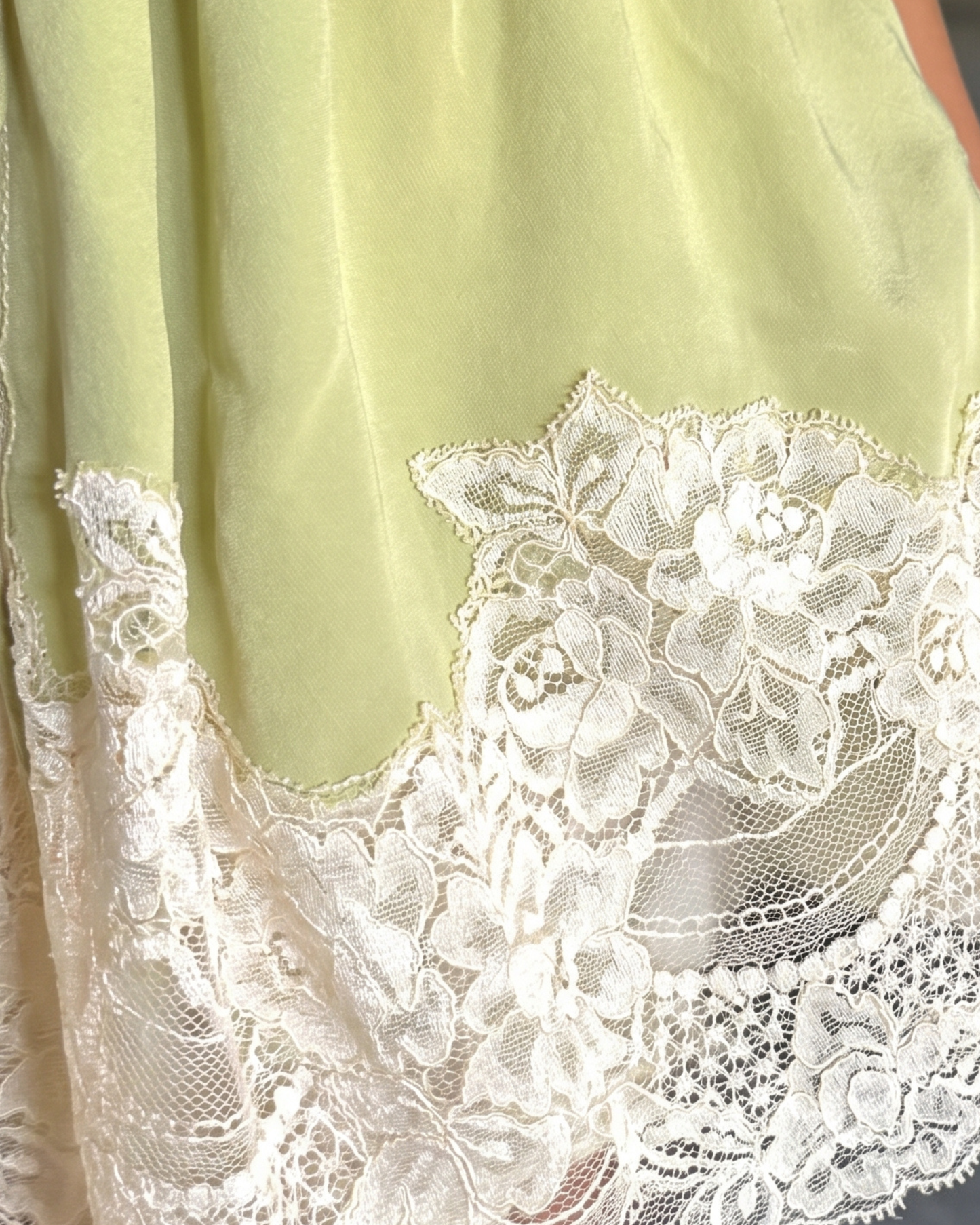 Lace-Trimmed Sage Green Peplum Top