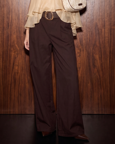 Wide-Leg Belted Trousers – High-Waisted Tailored Pants