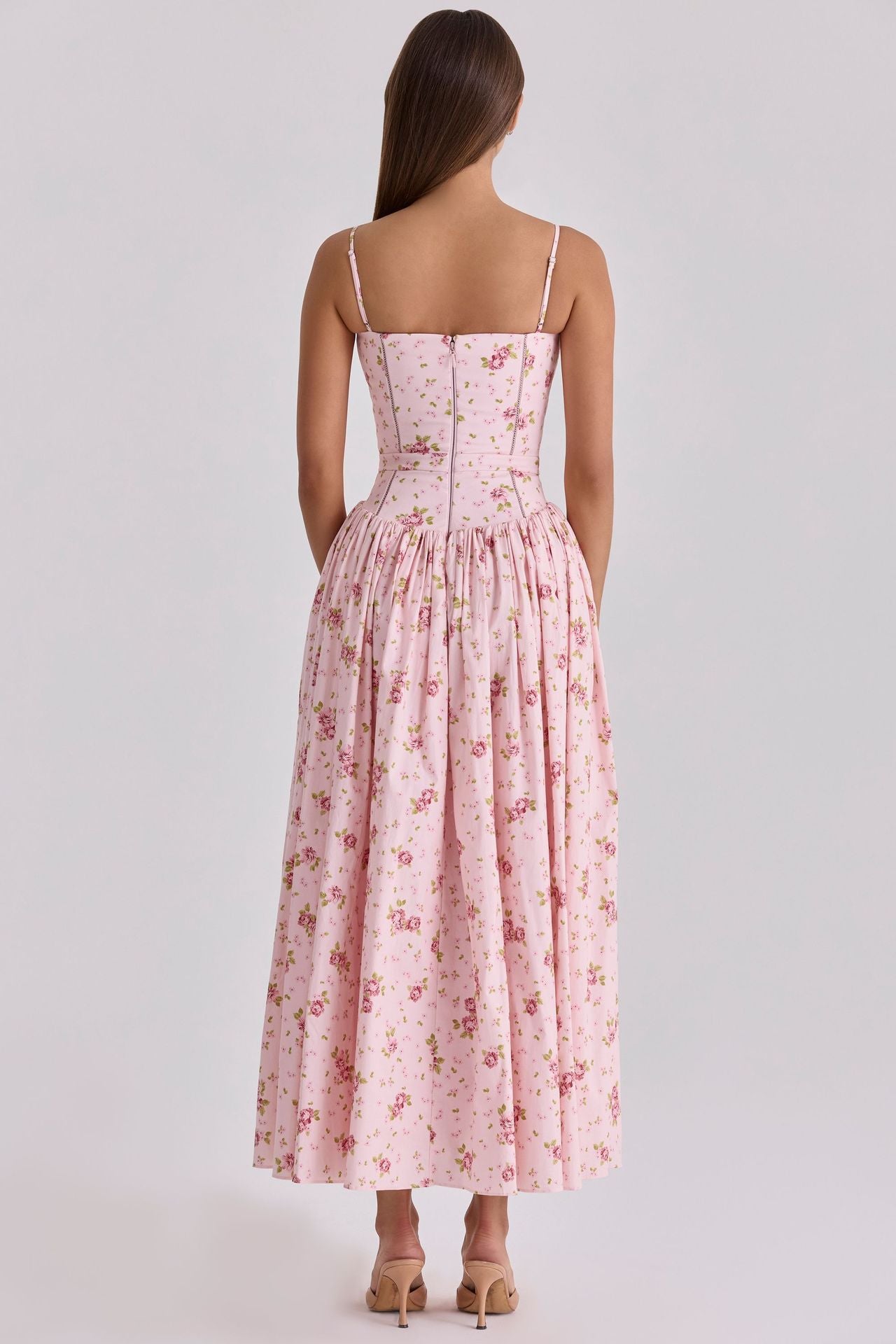 Elegant Midi Strap dress for Woman with floral print