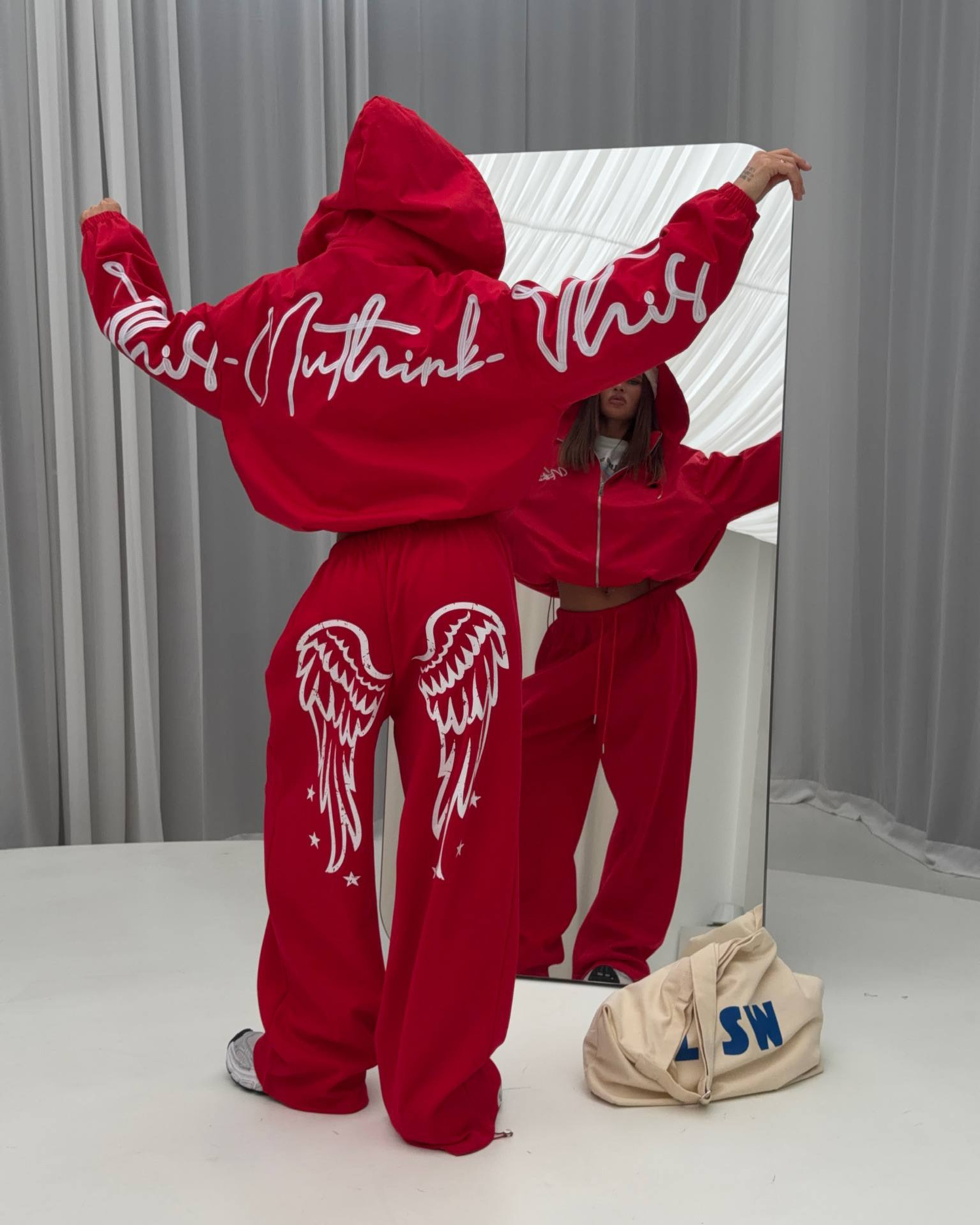 Women's Zip-Up Hoodie Oversized Graphic Tracksuit Set
