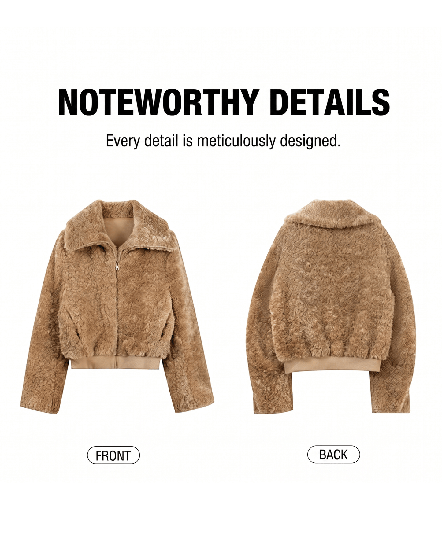 Camel Lamb Wool Plush Jacket for Women