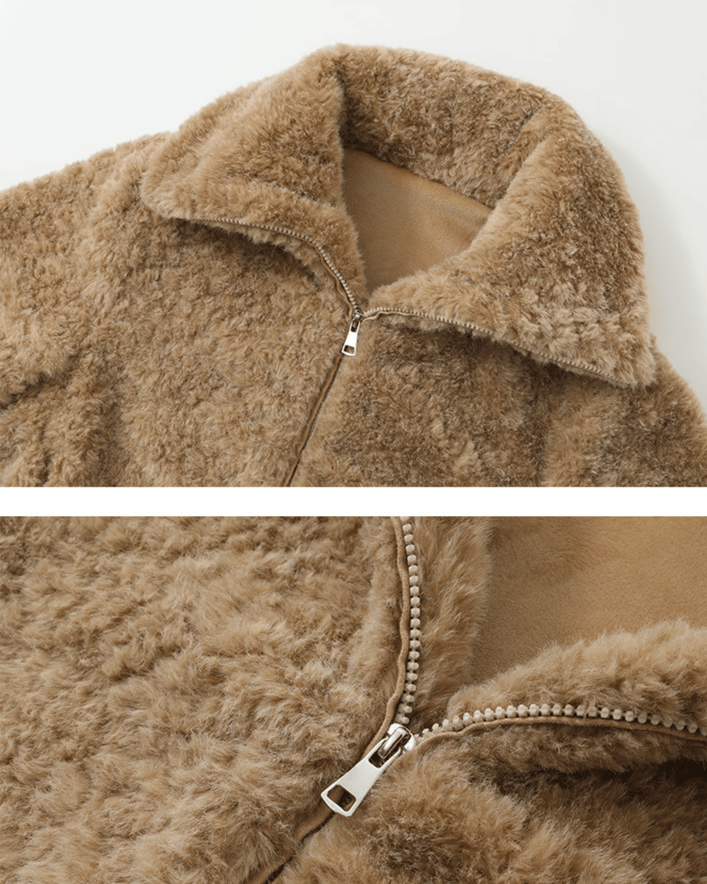 Camel Lamb Wool Plush Jacket for Women
