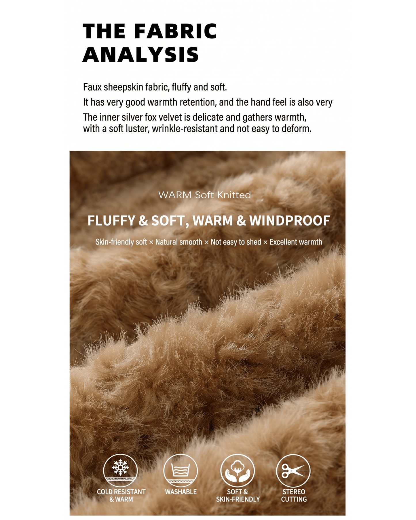 Camel Lamb Wool Plush Jacket for Women