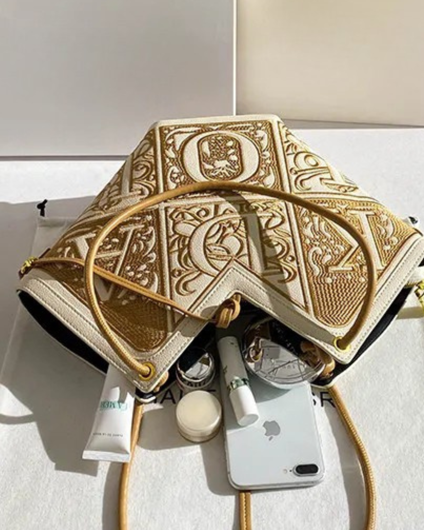 Structured Embroidered  Handbag