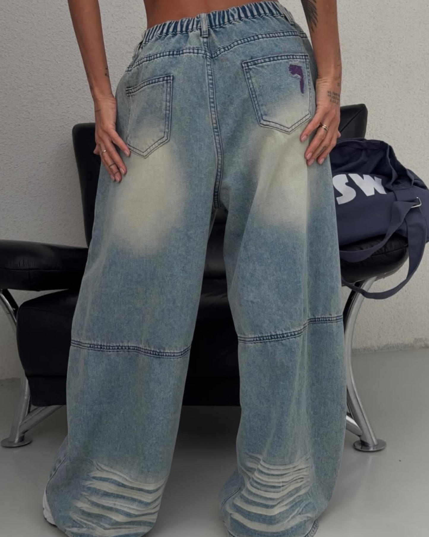 Baggy- oversized Skater Denim Jeans Ripped Light Wash⁠ Wide Leg Jeans