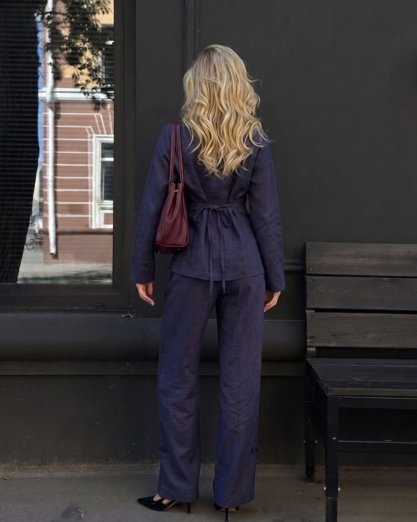 Woman’s summer Two pieces set with Mandarin  Frog Button Top and Wide-Leg Pants