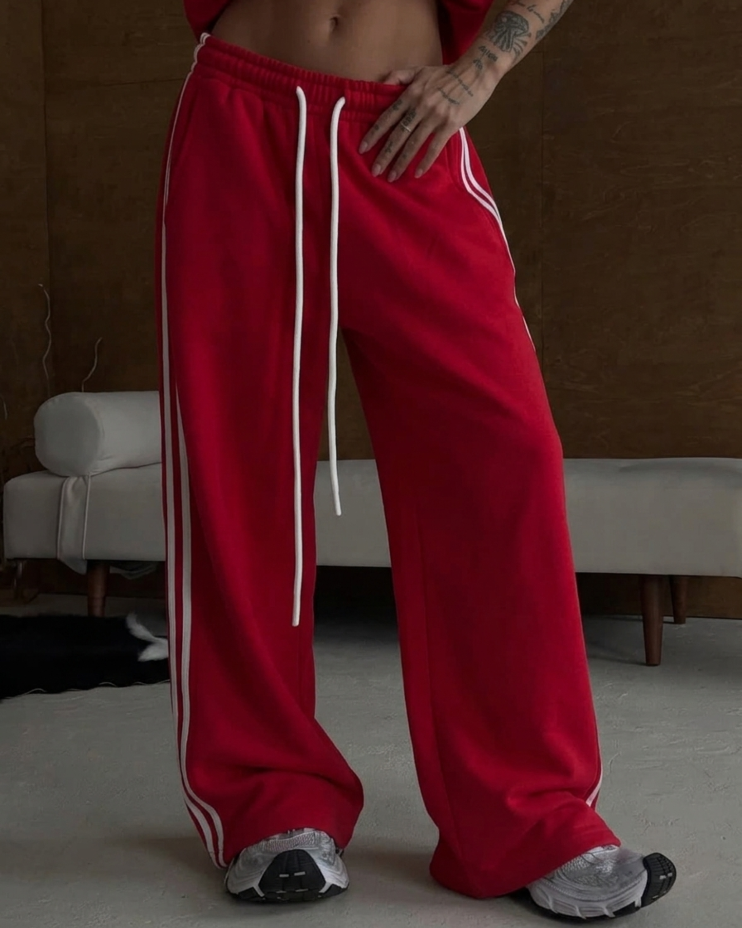 Oversized Baggy Side Stripe Wide Leg Track Pants /Sweatpants with  Low Rise Tracksuit Bottoms⁠