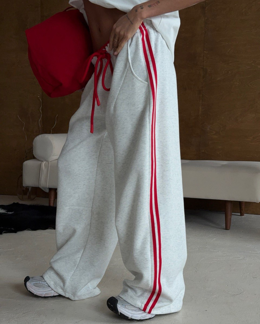 Oversized Baggy Side Stripe Wide Leg Track Pants /Sweatpants with  Low Rise Tracksuit Bottoms⁠
