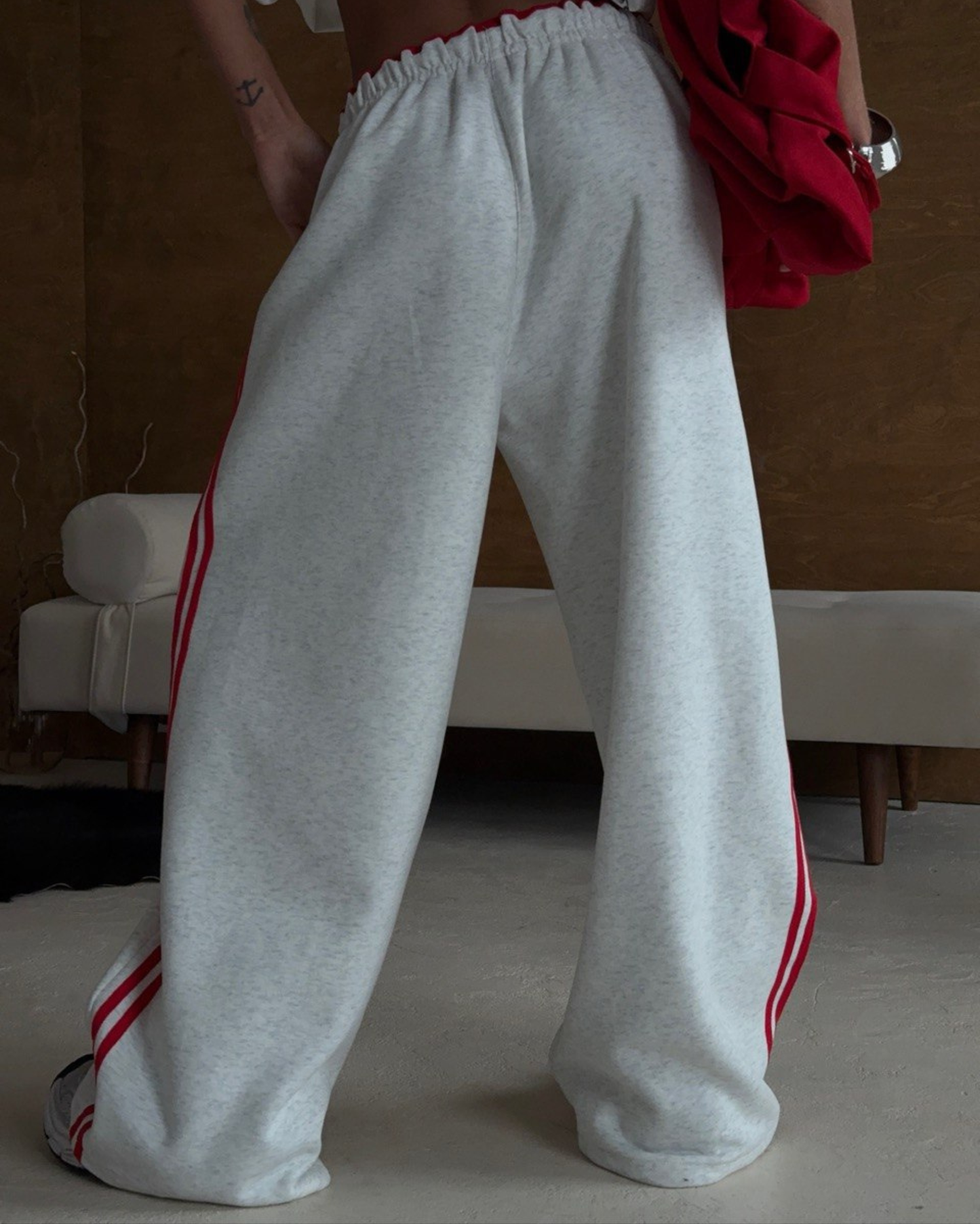Oversized Baggy Side Stripe Wide Leg Track Pants /Sweatpants with  Low Rise Tracksuit Bottoms⁠