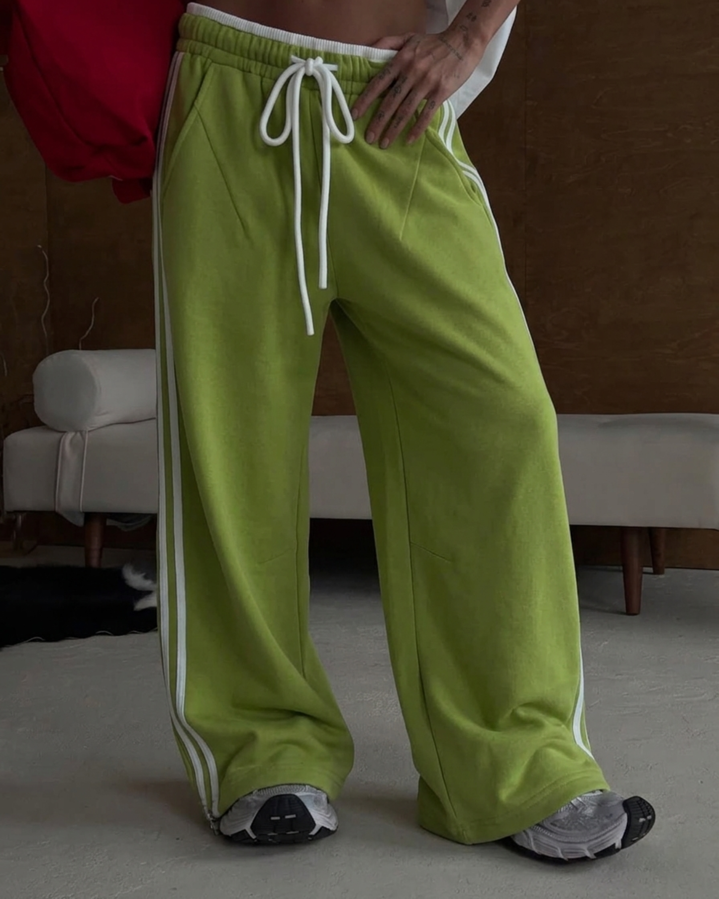 Oversized Baggy Side Stripe Wide Leg Track Pants /Sweatpants with  Low Rise Tracksuit Bottoms⁠