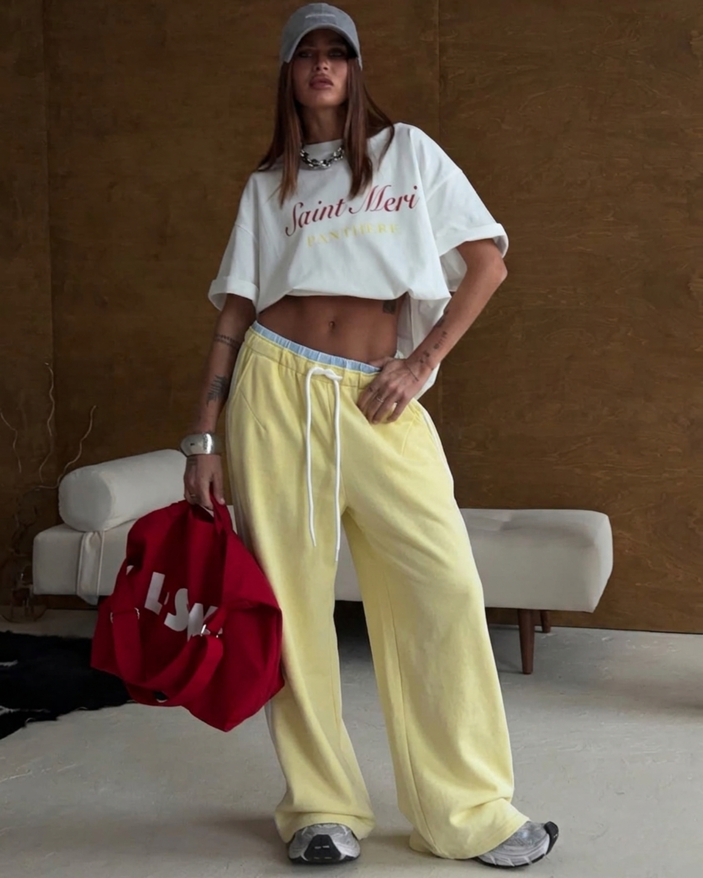 Oversized Baggy Side Stripe Wide Leg Track Pants /Sweatpants with  Low Rise Tracksuit Bottoms⁠