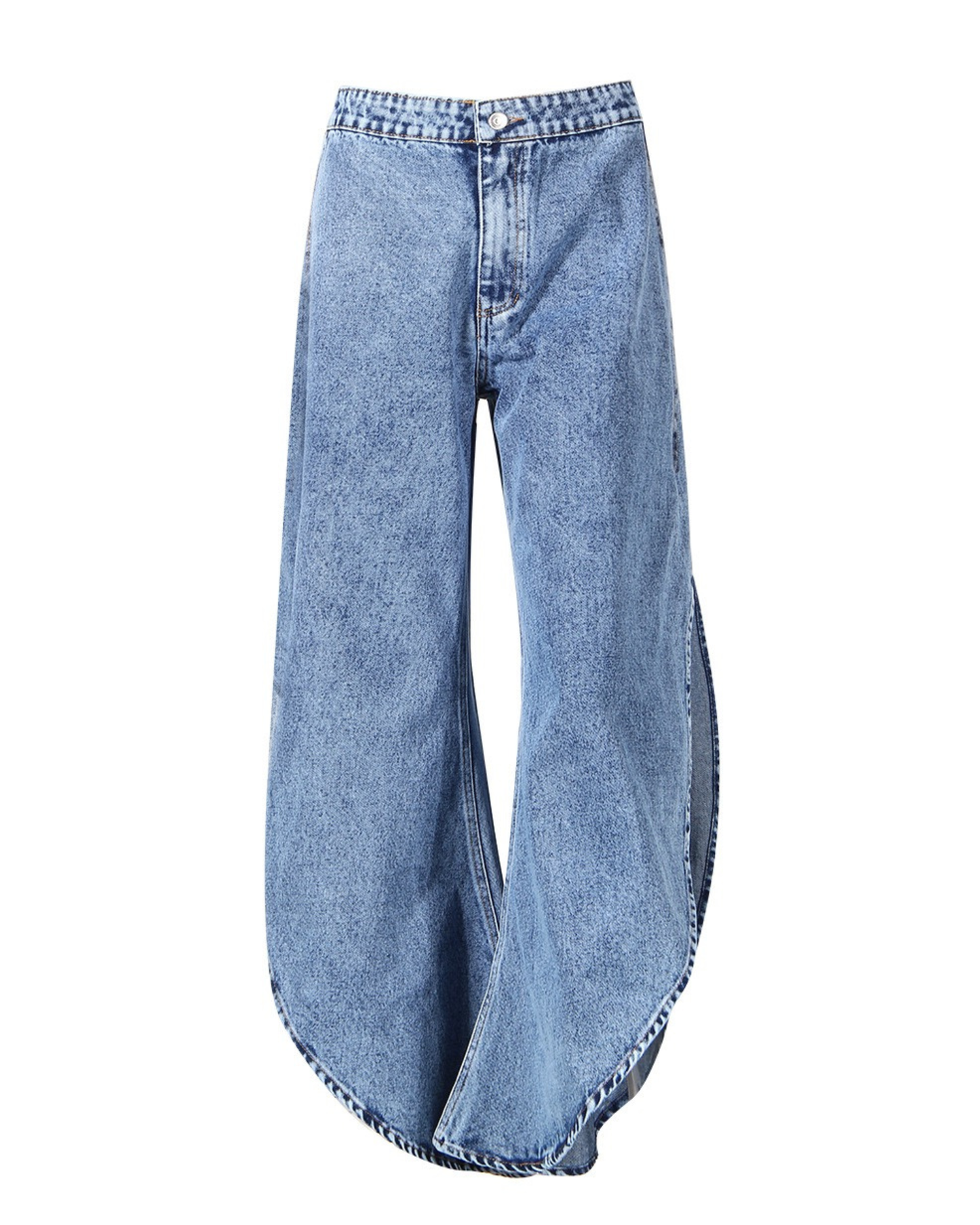 Denim Two-Piece Set – Peplum Top & Wide-Leg Trousers