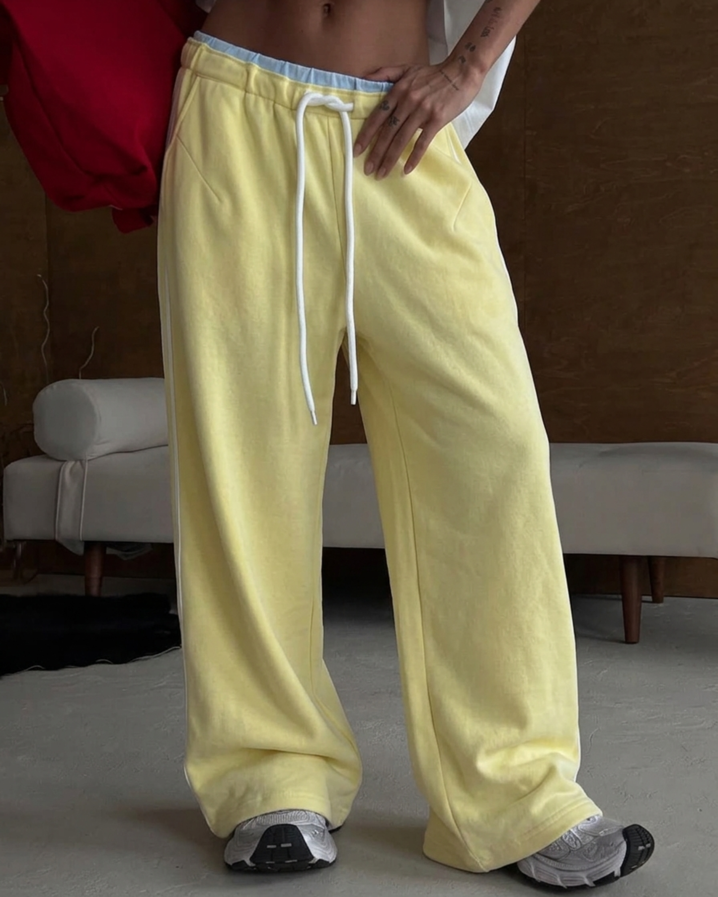 Oversized Baggy Side Stripe Wide Leg Track Pants /Sweatpants with  Low Rise Tracksuit Bottoms⁠