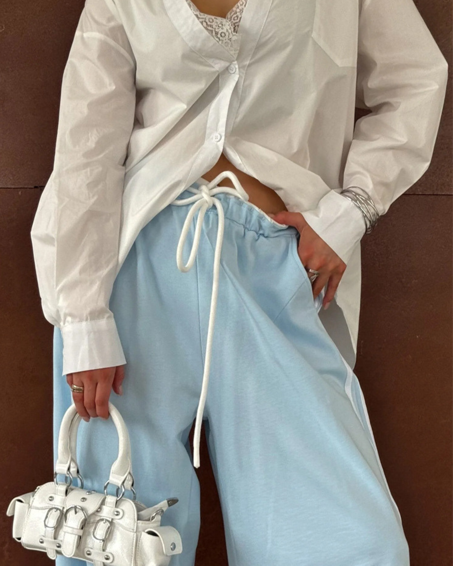 Oversized Baggy Side Stripe Wide Leg Track Pants /Sweatpants with  Low Rise Tracksuit Bottoms⁠