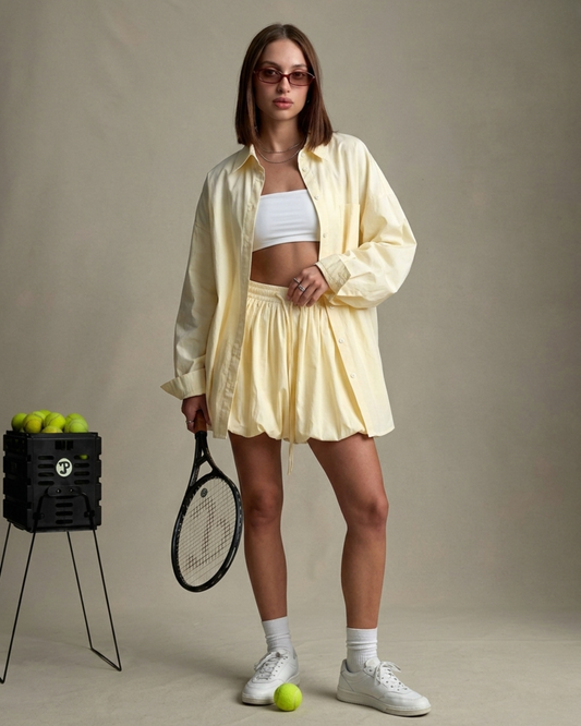 Womens Fashionable Loose-Fit Lace-Up Shirt And Bud-Silhouette Skirt Set