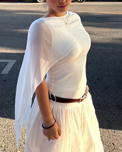 Chiffon Overlay Top – Sheer Draped "Chiffon Breeze"