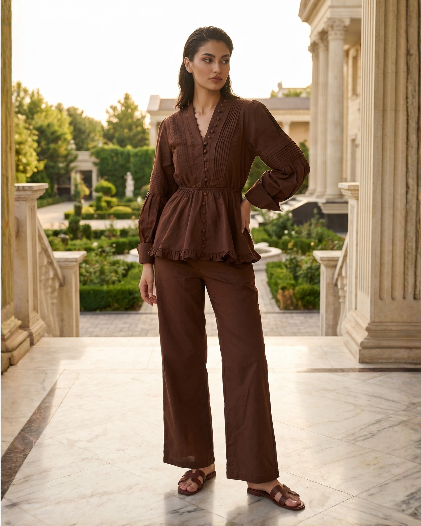 Peplum Two-Piece Set for summer casual Set