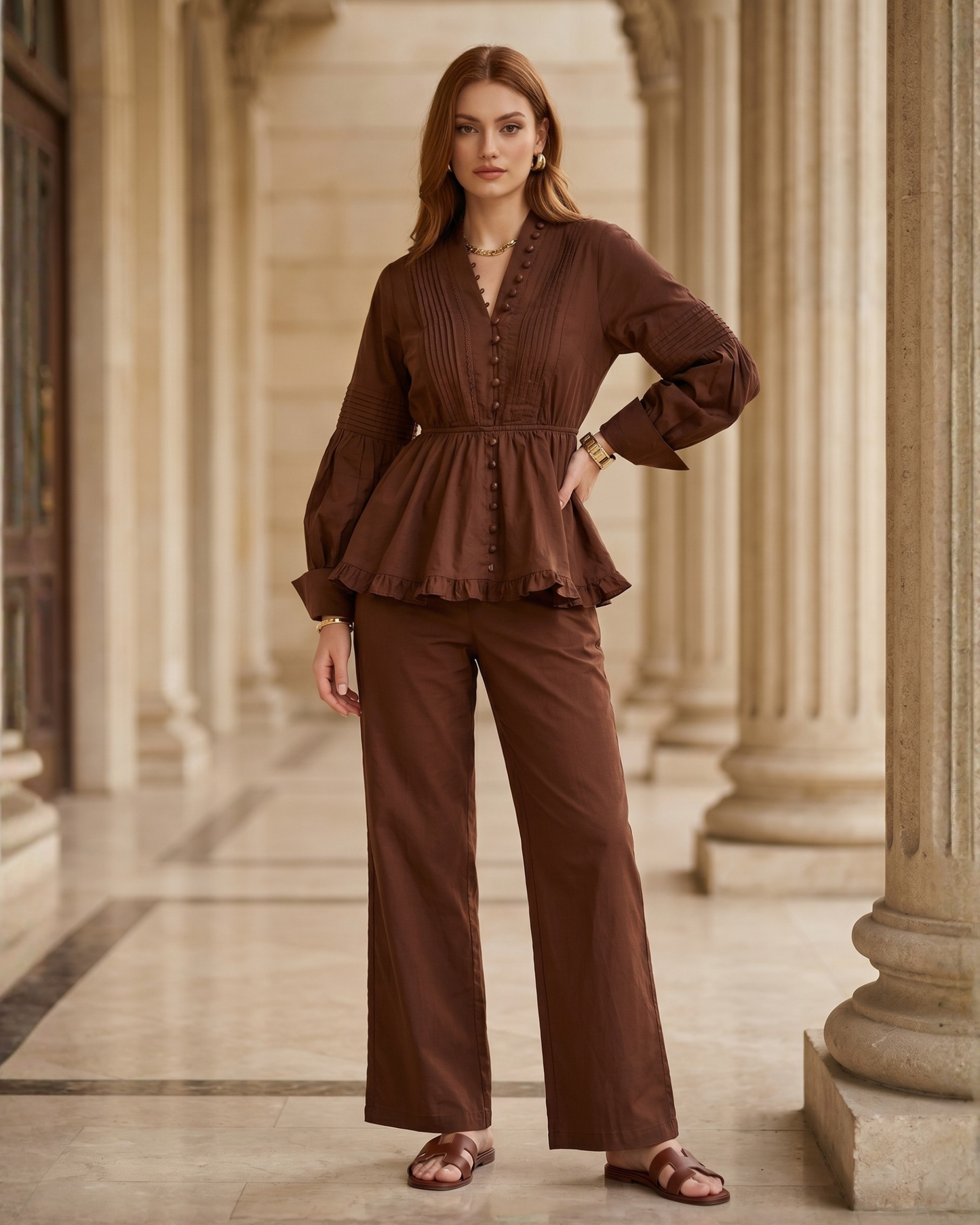 Peplum Two-Piece Set for summer casual Set