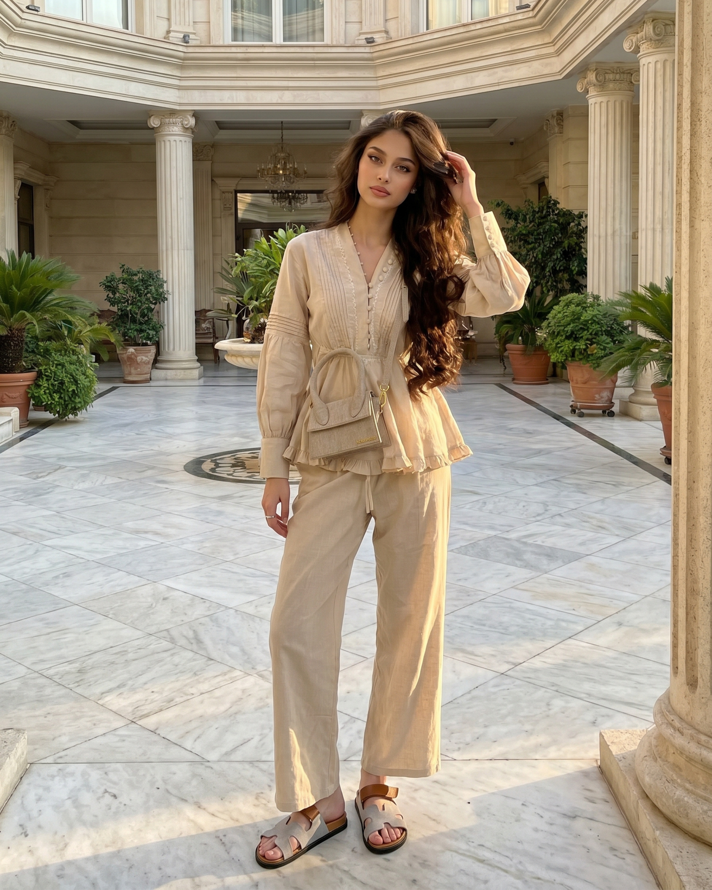 Peplum Two-Piece Set for summer casual Set