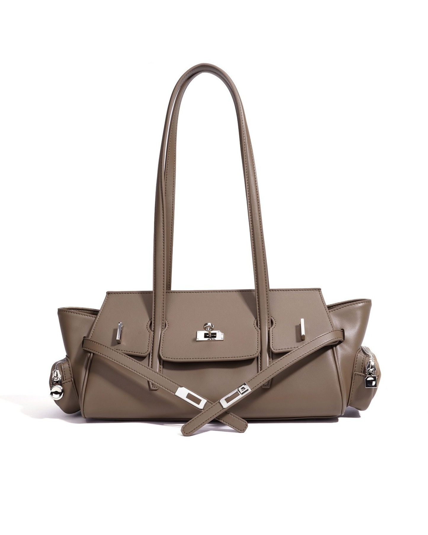 Genuine Leather Structured Shoulder Bag