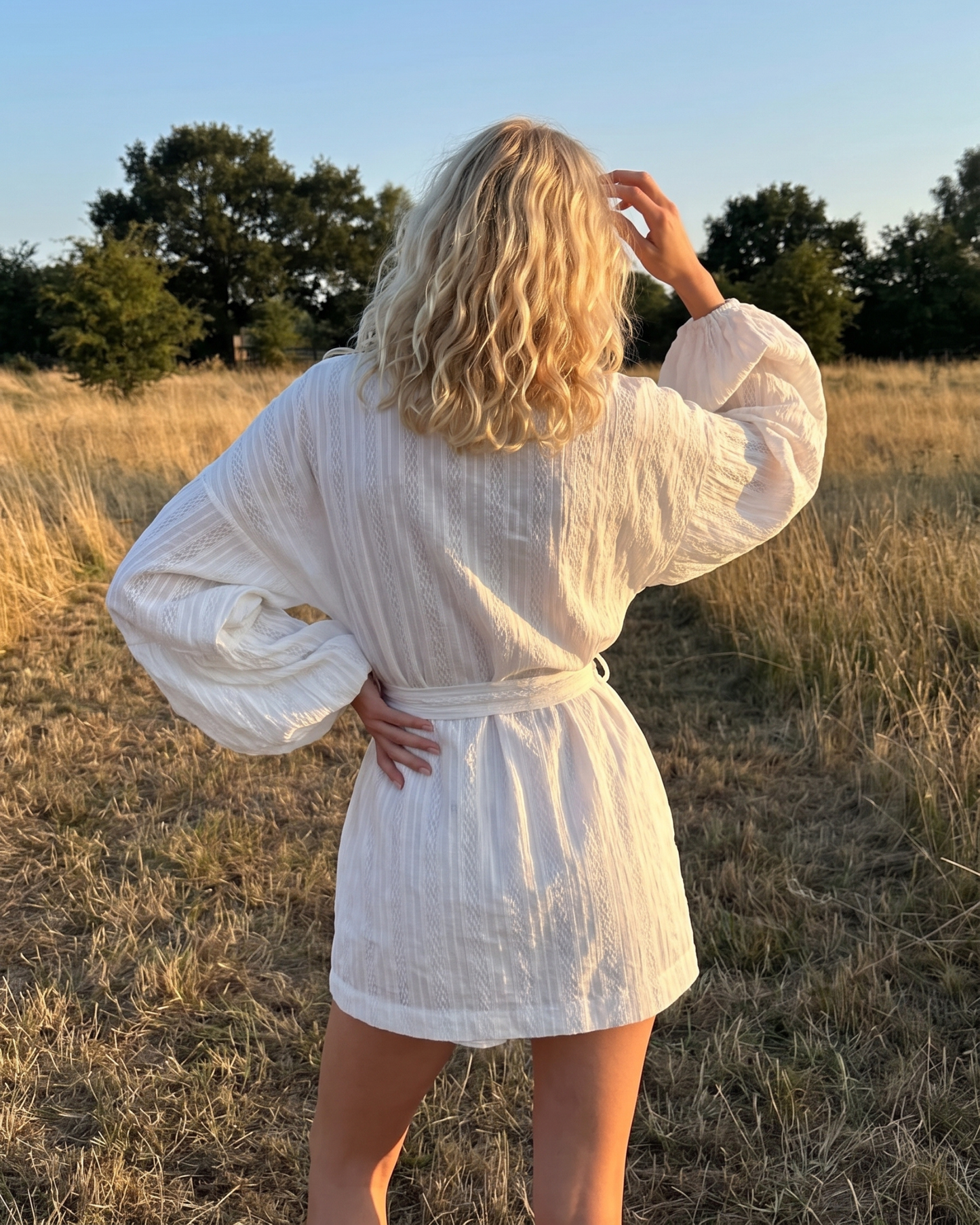Voluminous Sleeve Cardigan and Shorts Two Pieces Set