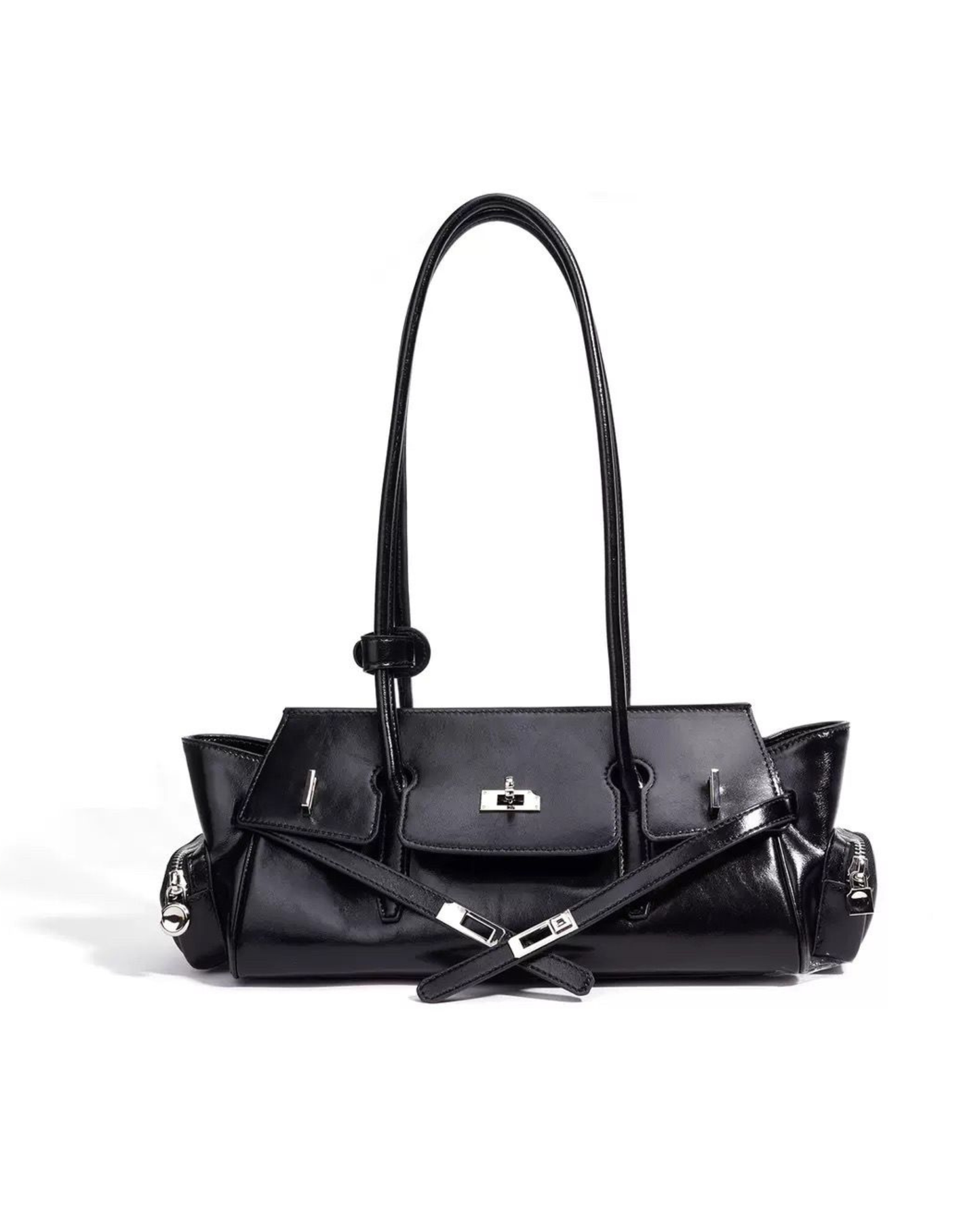 Genuine Leather Structured Shoulder Bag
