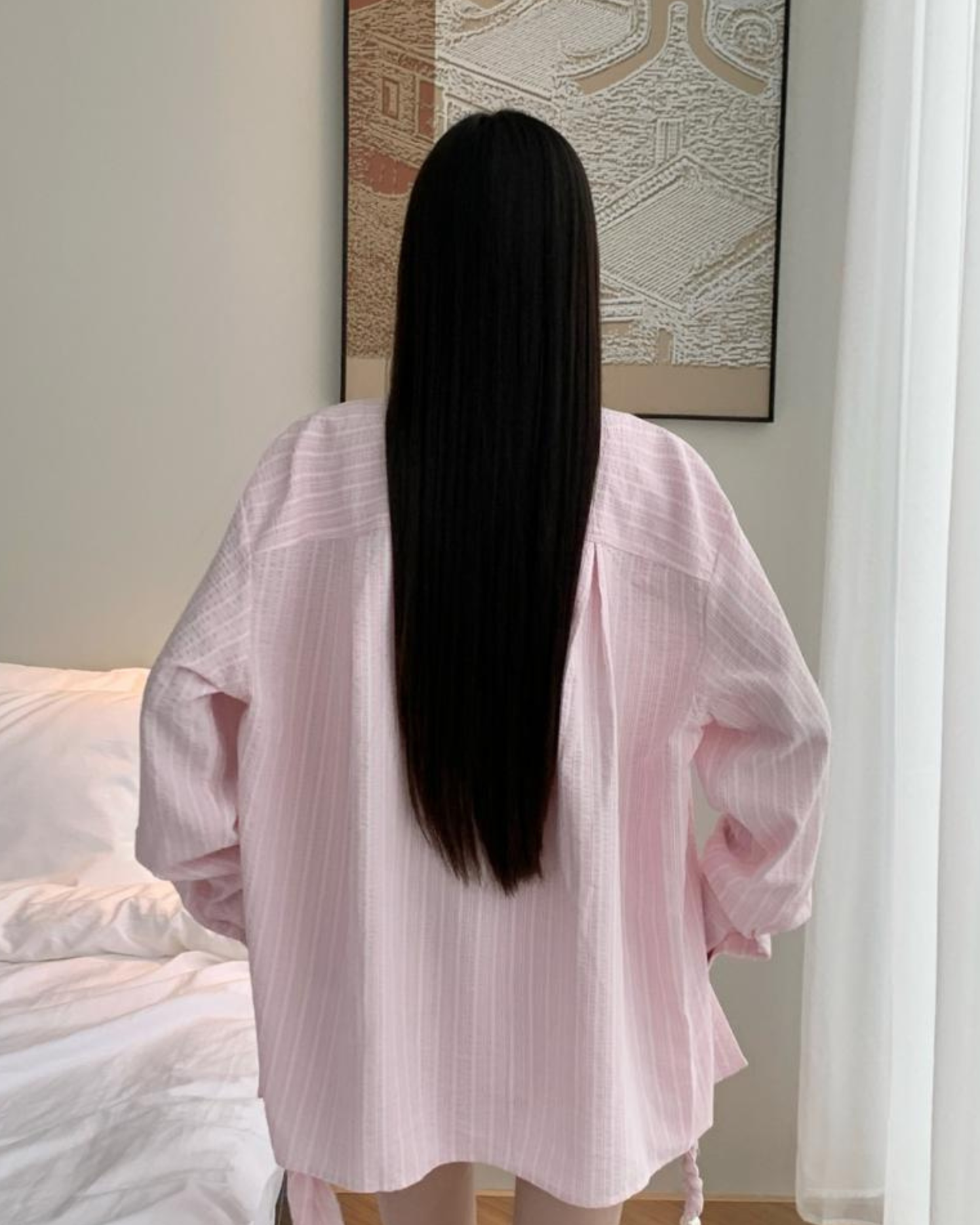 Vierteiliges Set mit rosa Streifen