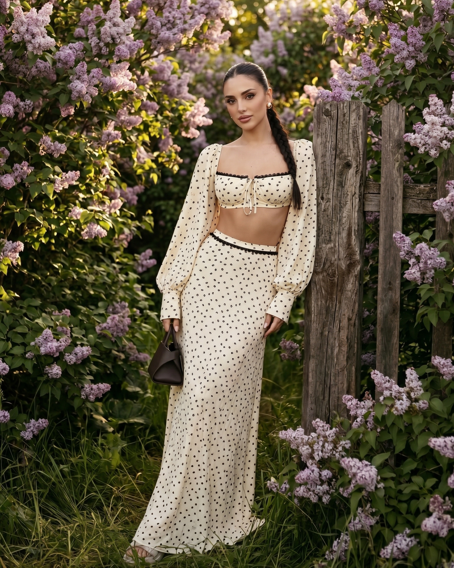 Vintage Polka-Dot Maxi Set