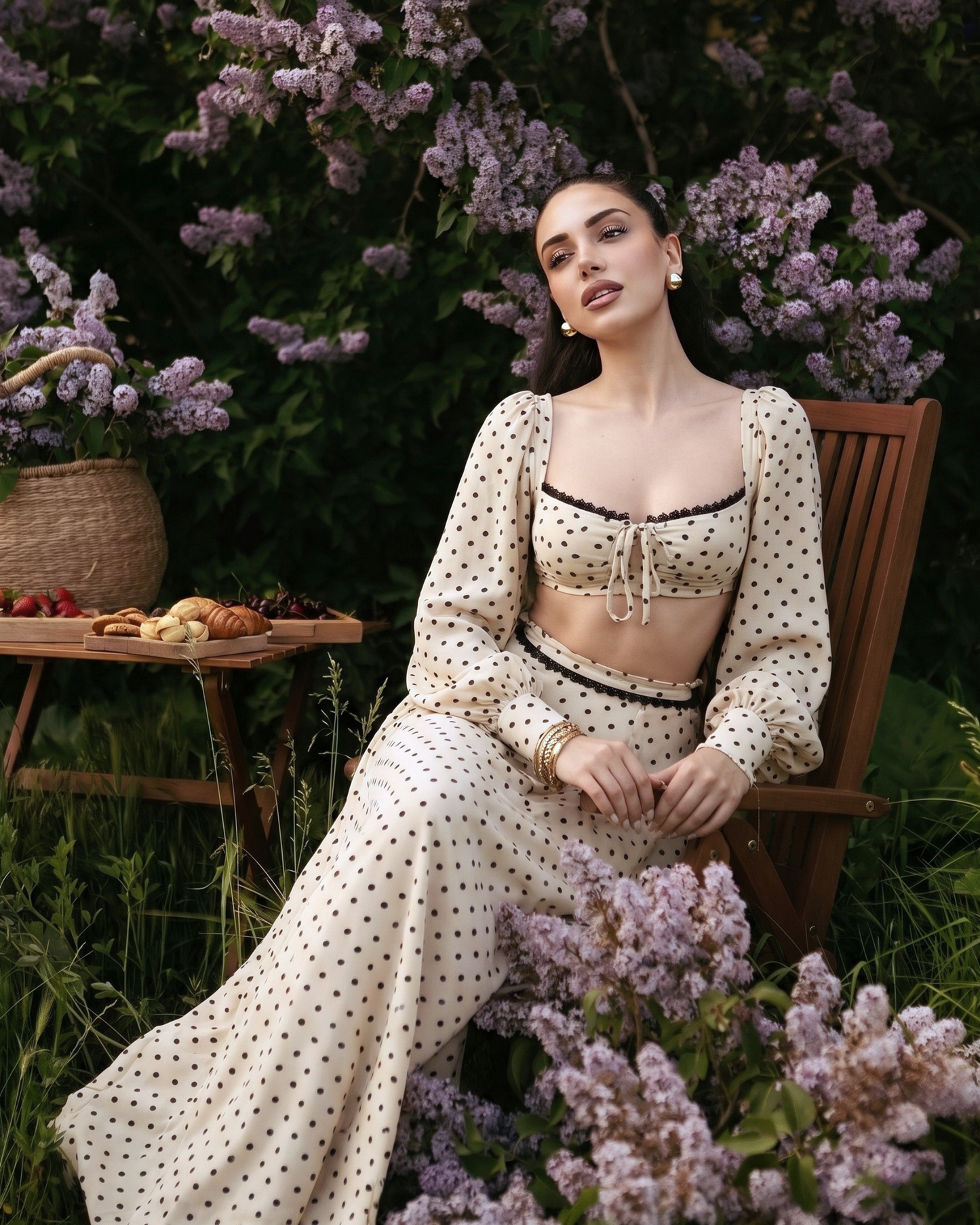 Vintage Polka-Dot Maxi Set