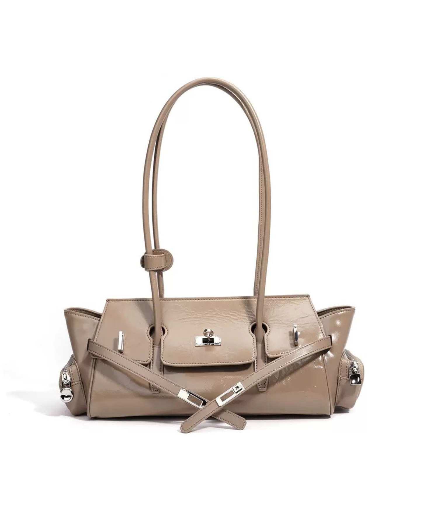 Genuine Leather Structured Shoulder Bag