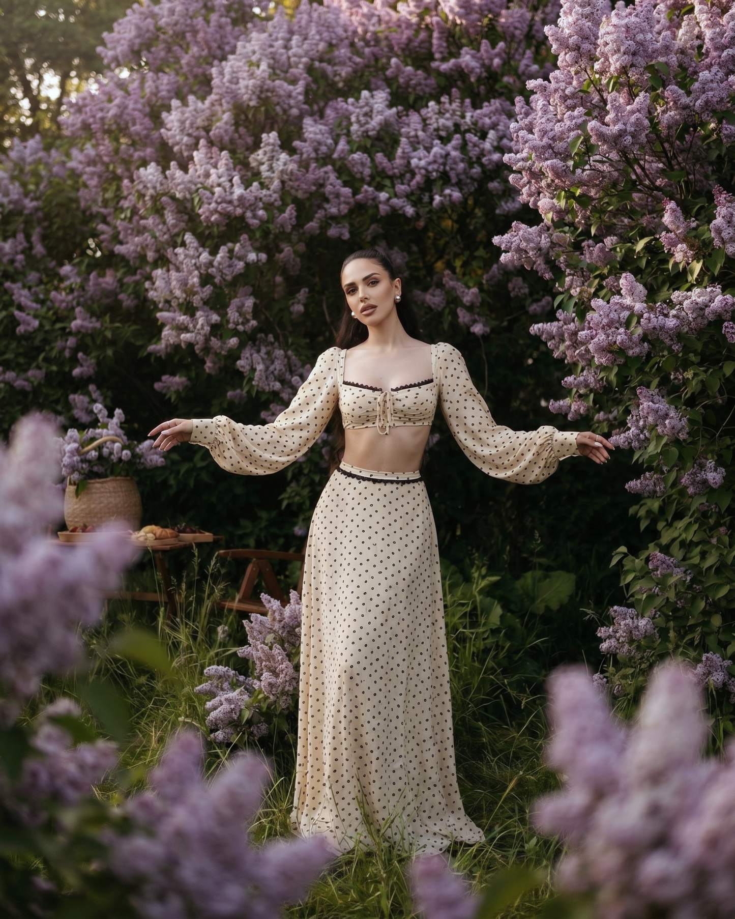 Vintage Polka-Dot Maxi Set