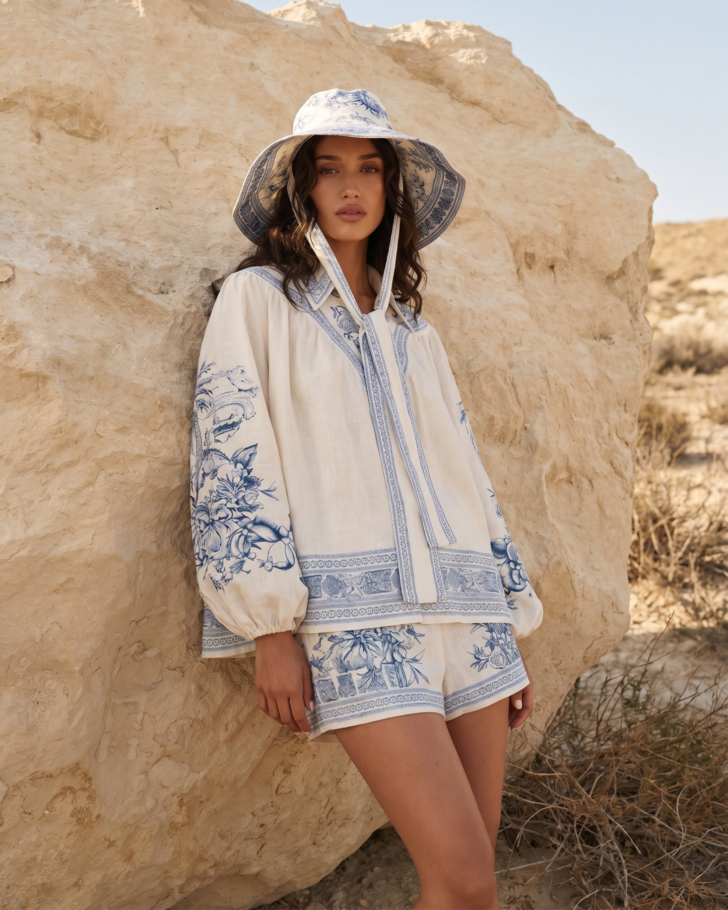 Ramie set bohemian style outfit set for woman