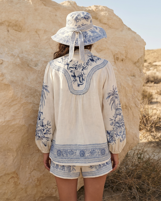 Ramie set bohemian style outfit set for woman