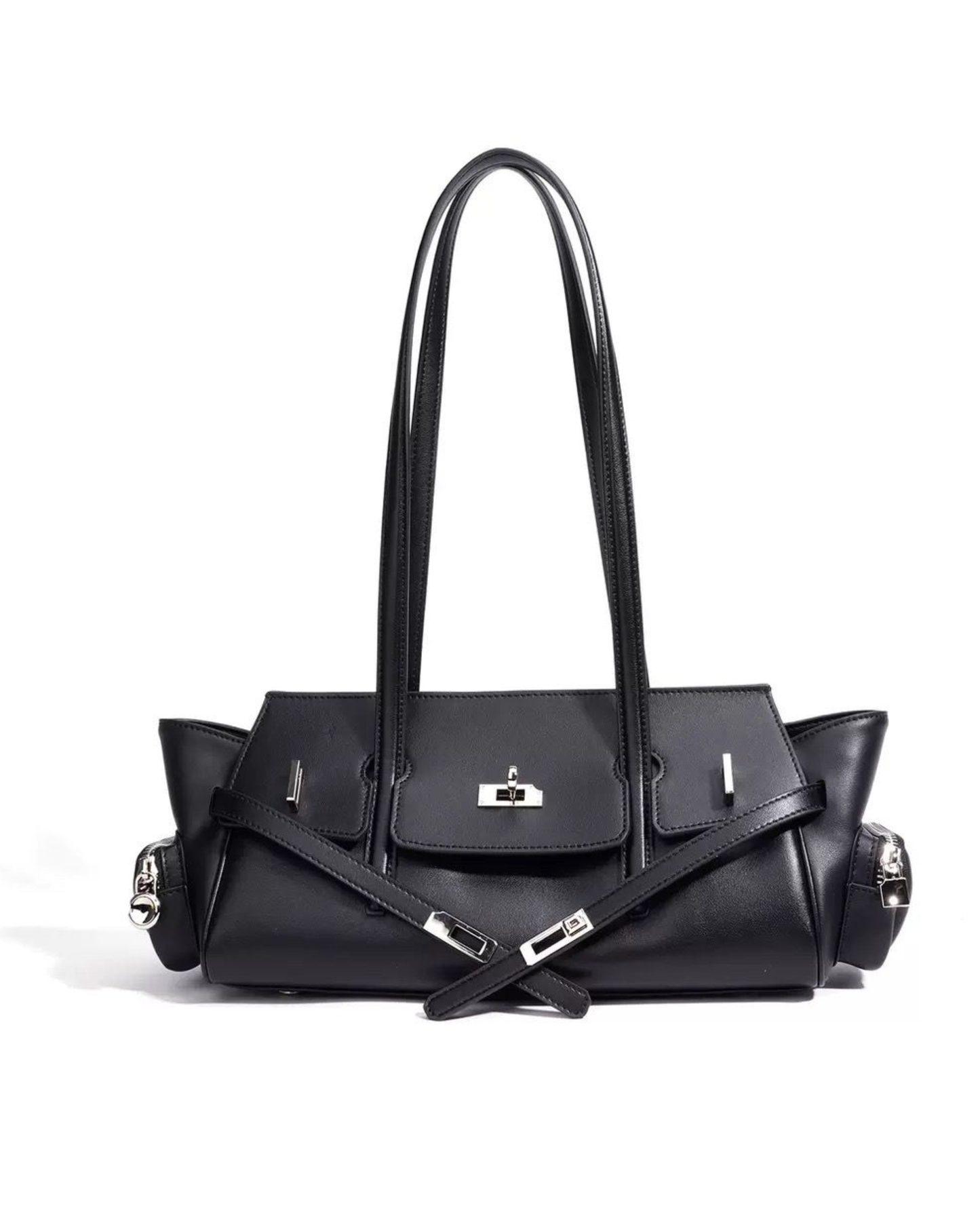 Genuine Leather Structured Shoulder Bag