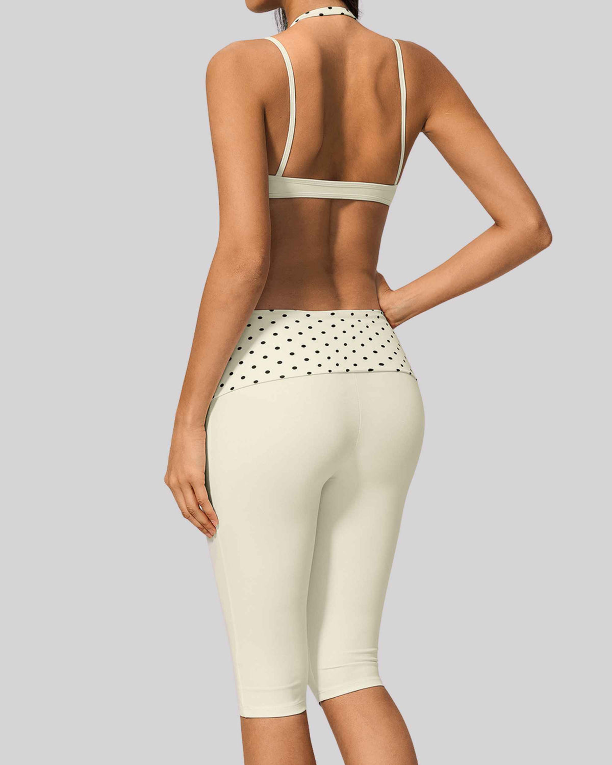 Cream White Black Polka Dot