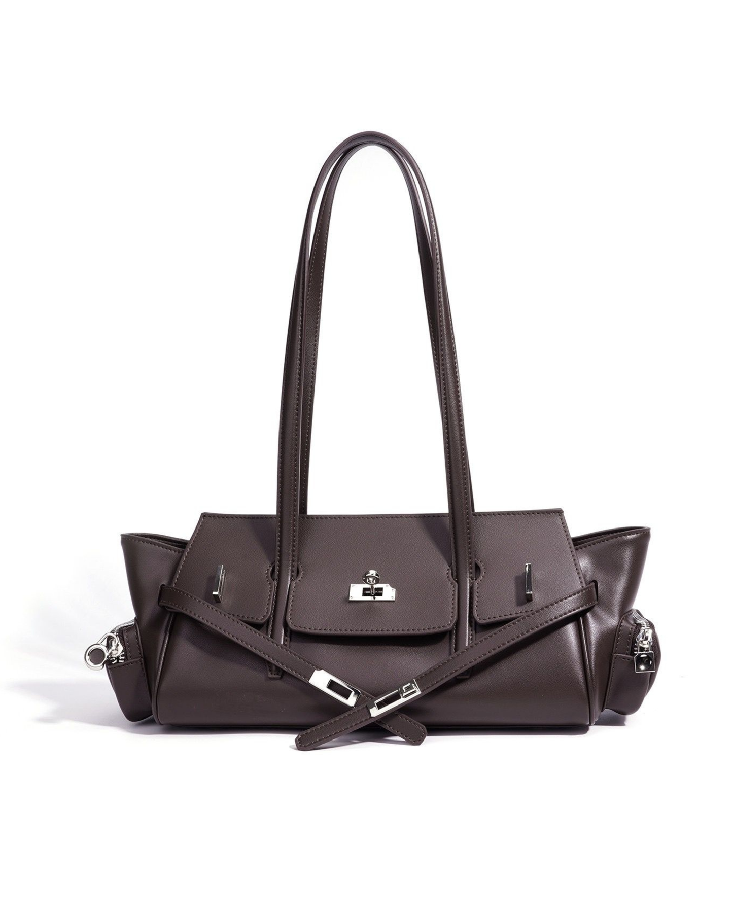 Genuine Leather Structured Shoulder Bag