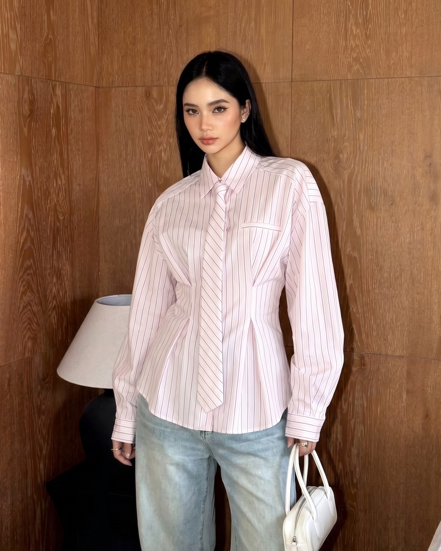 Classic Striped Shirt with Tie – Long Sleeve Button-Down