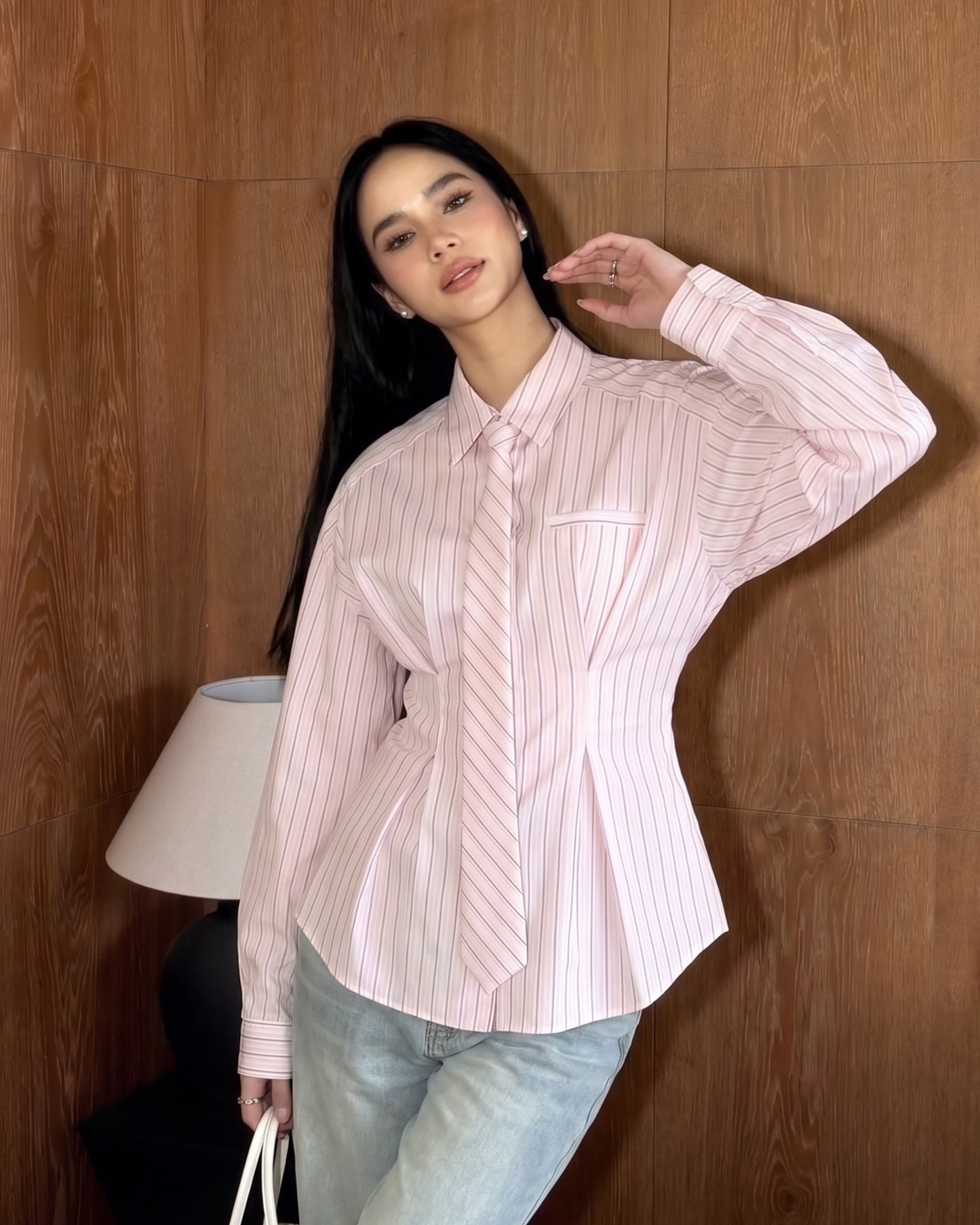 Classic Striped Shirt with Tie – Long Sleeve Button-Down
