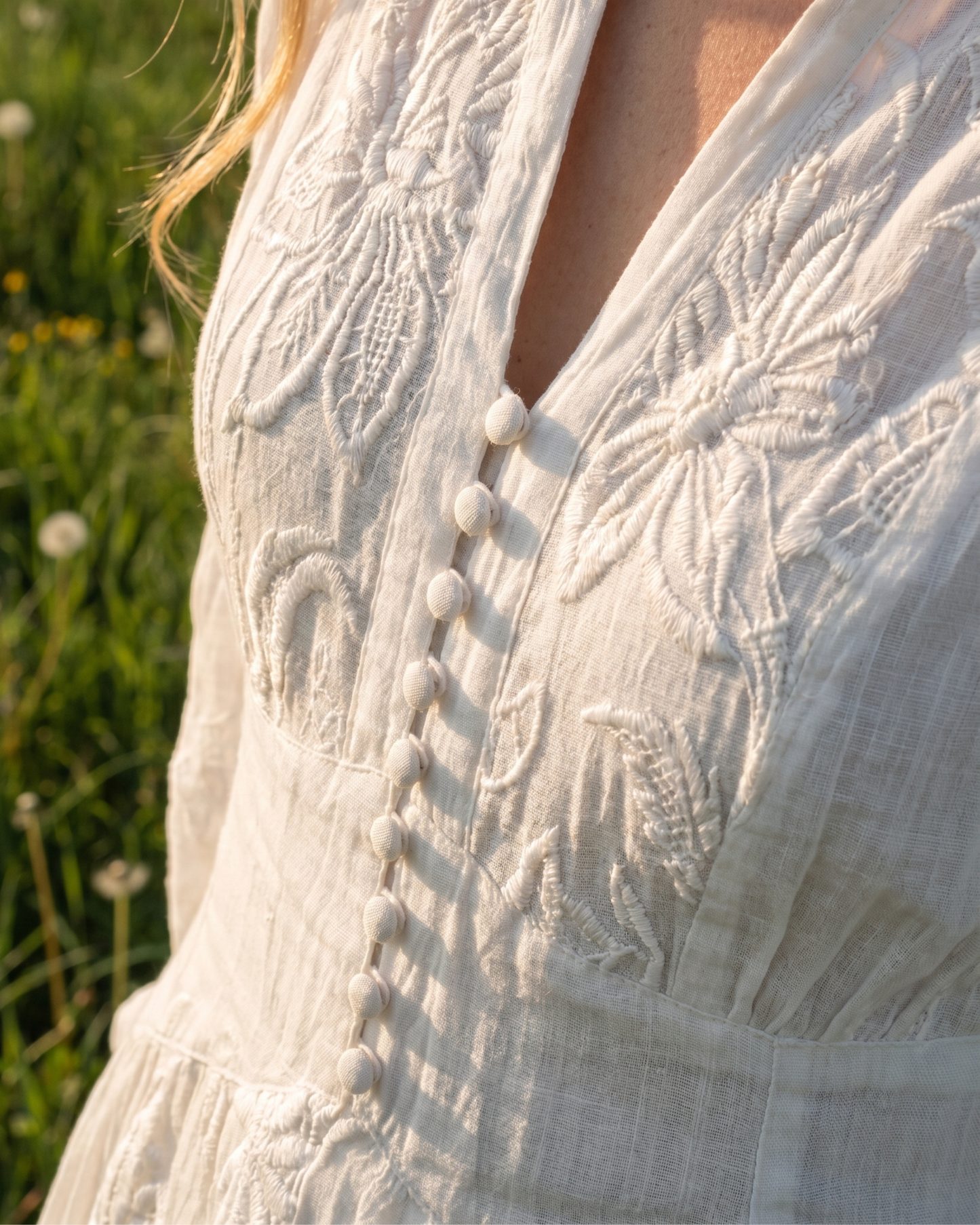 Elegant Cotton Maxi Dress with Lace details