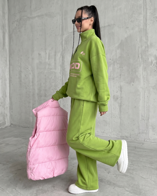 Women Oversized Quarter Zip Set Casual Loungewear