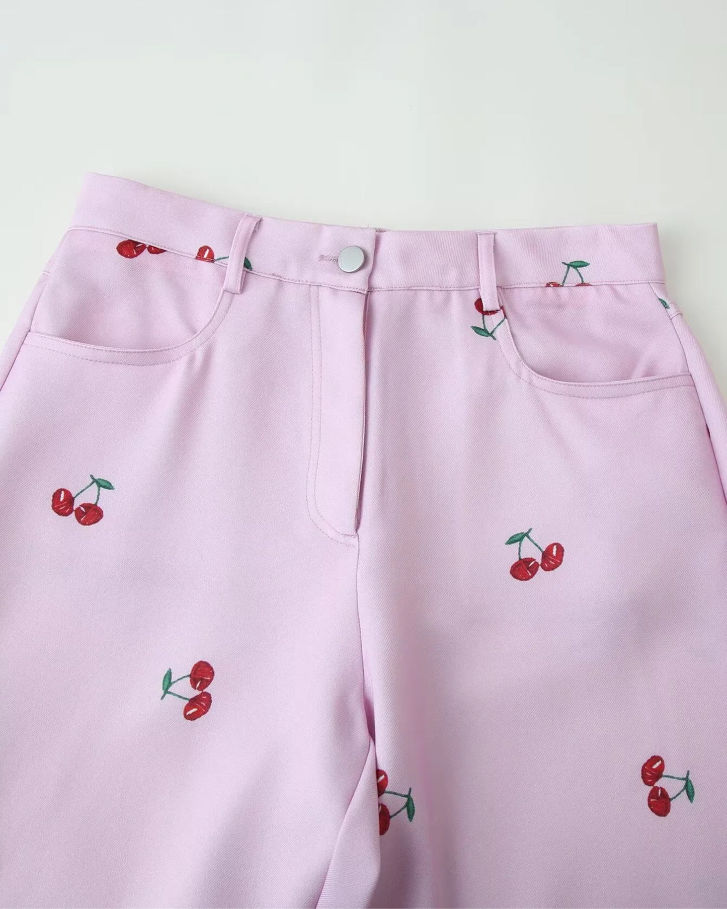 Cherry Print Two-Piece Set – Sleeveless Top and Wide-Leg Pants