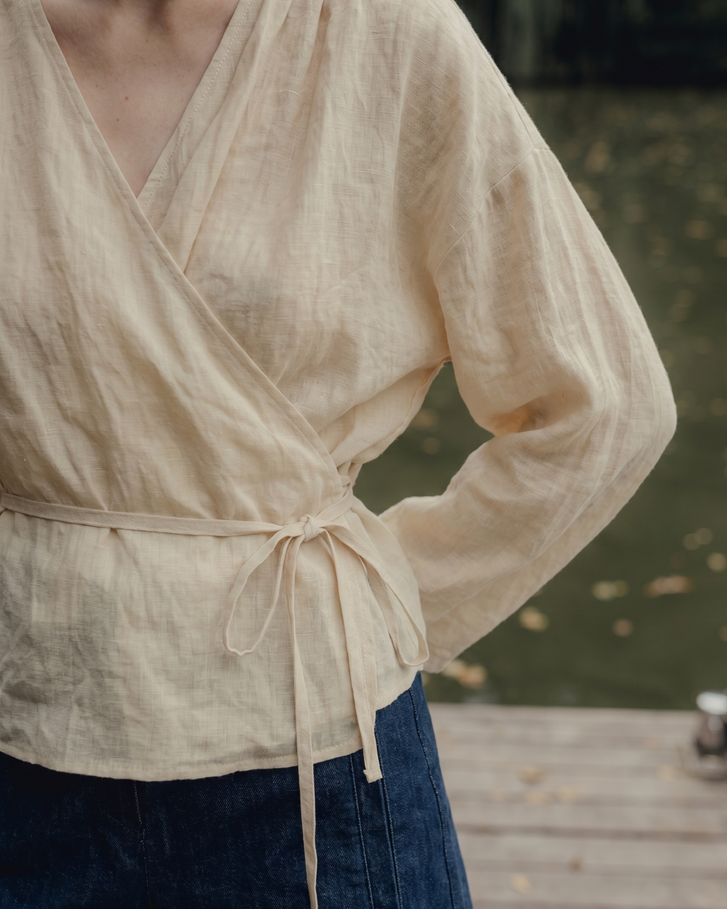 Lightweight Ramie Blend Wrap Shirt