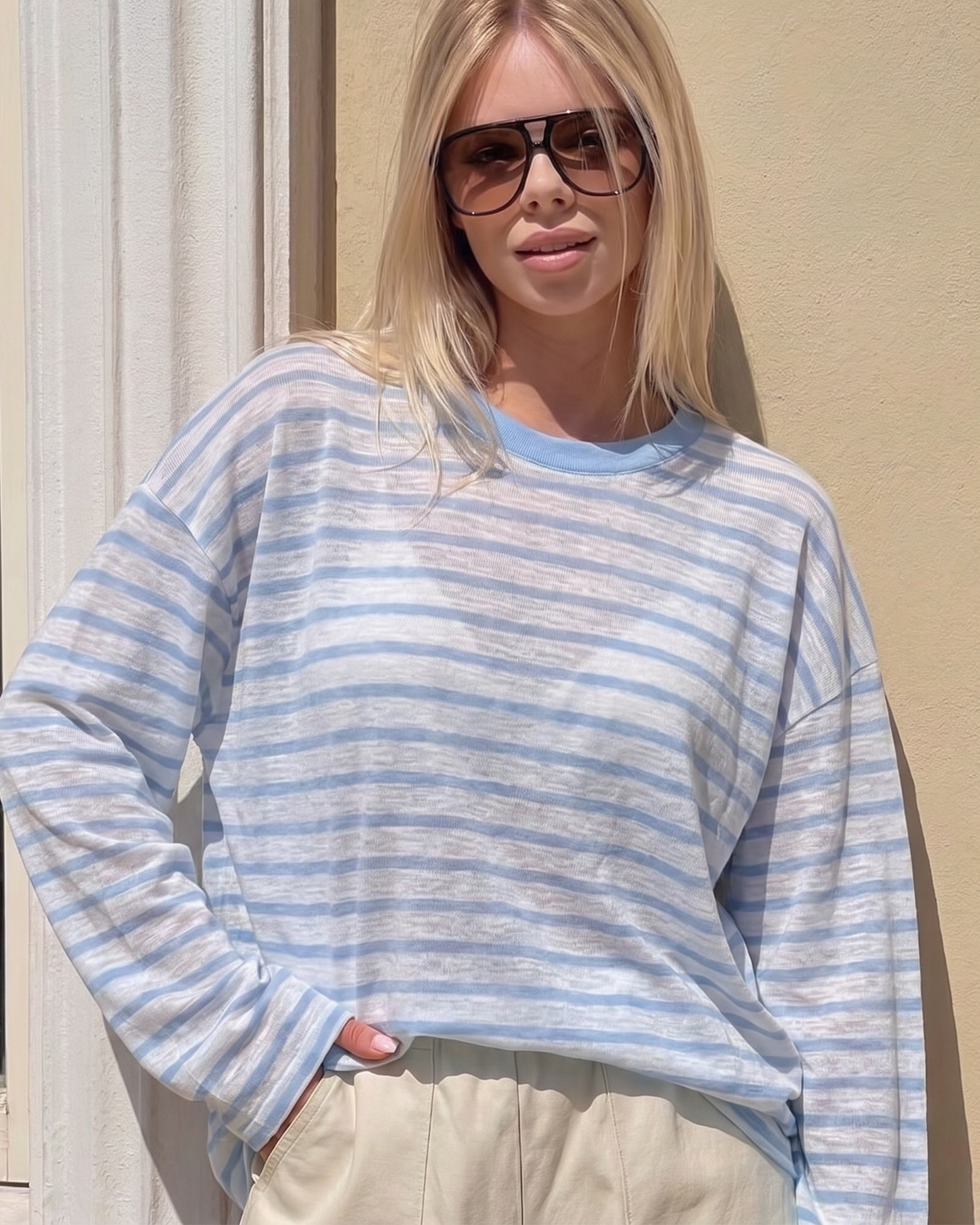 Viscose Fiber Striped Long Sleeve